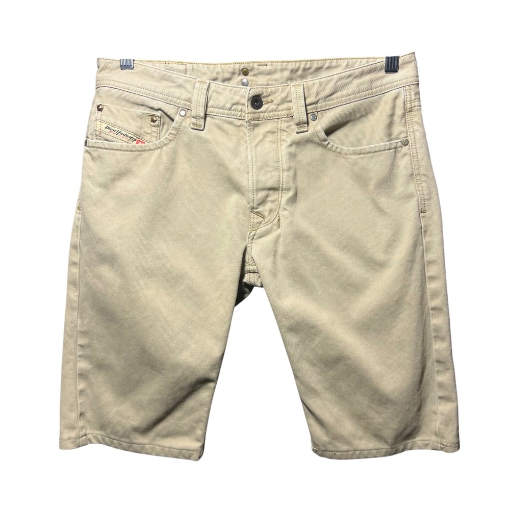 Diesel Industry Y2K Mens Tan Corduroy Bermuda Shorts Button Fly Made in Italy 30
